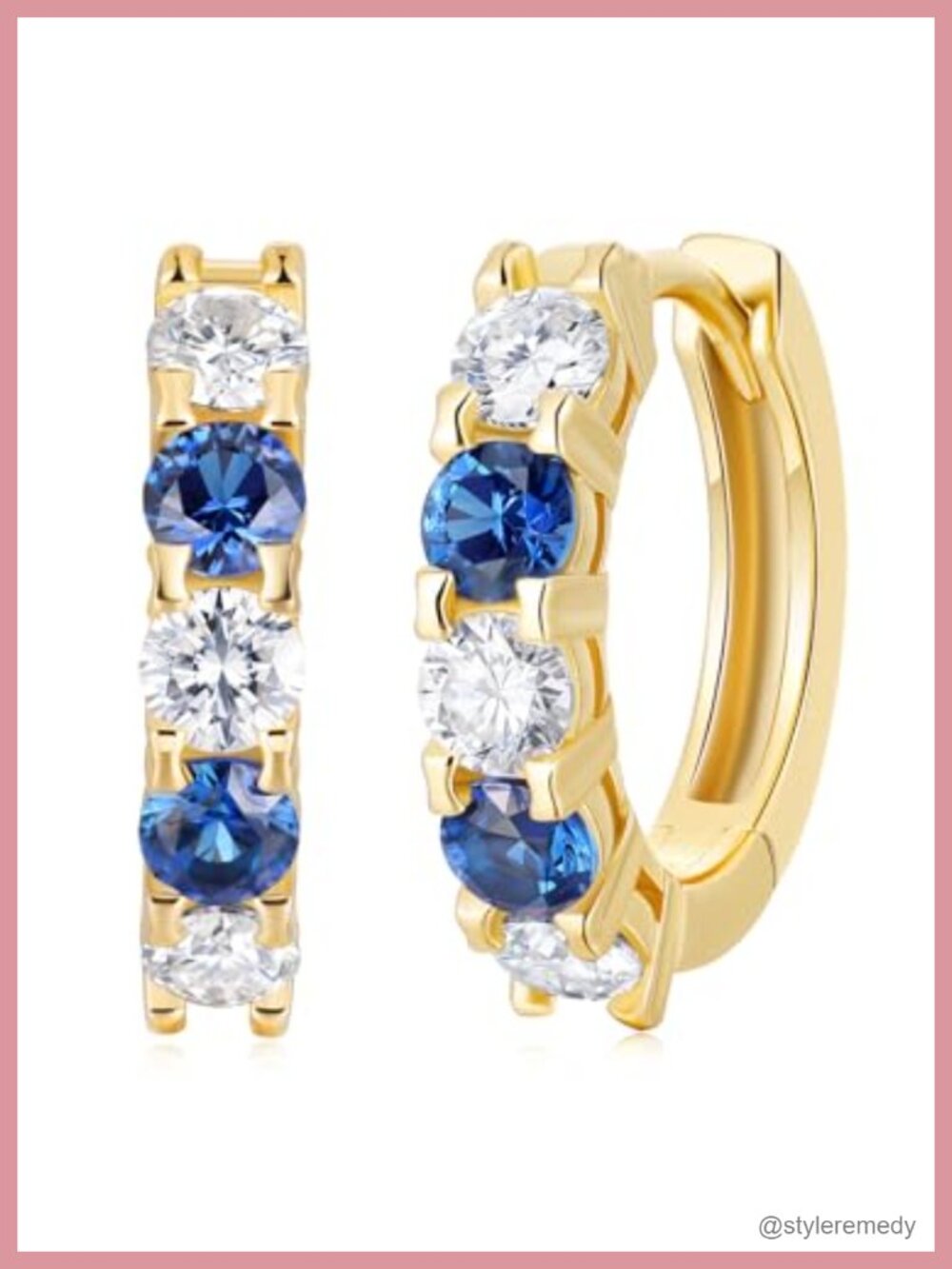 Moissanite Sapphire Huggie Hoop Earrings 925 Sterling Silver Yellow Gold Plated